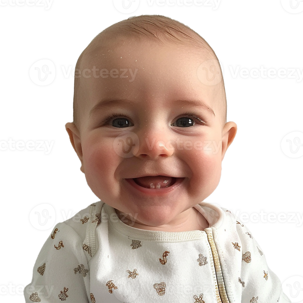 ai gegenereerd glimlachen baby bovenste schot met transparant achtergrond PNG voor veelzijdig gebruik in ontwerpen en presentaties