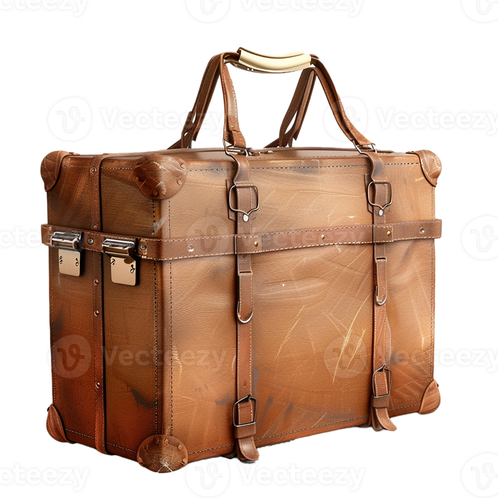 AI generated Big Colorful Travel Suitcase Isolated Cutout with Shadow on Transparent Background PNG File