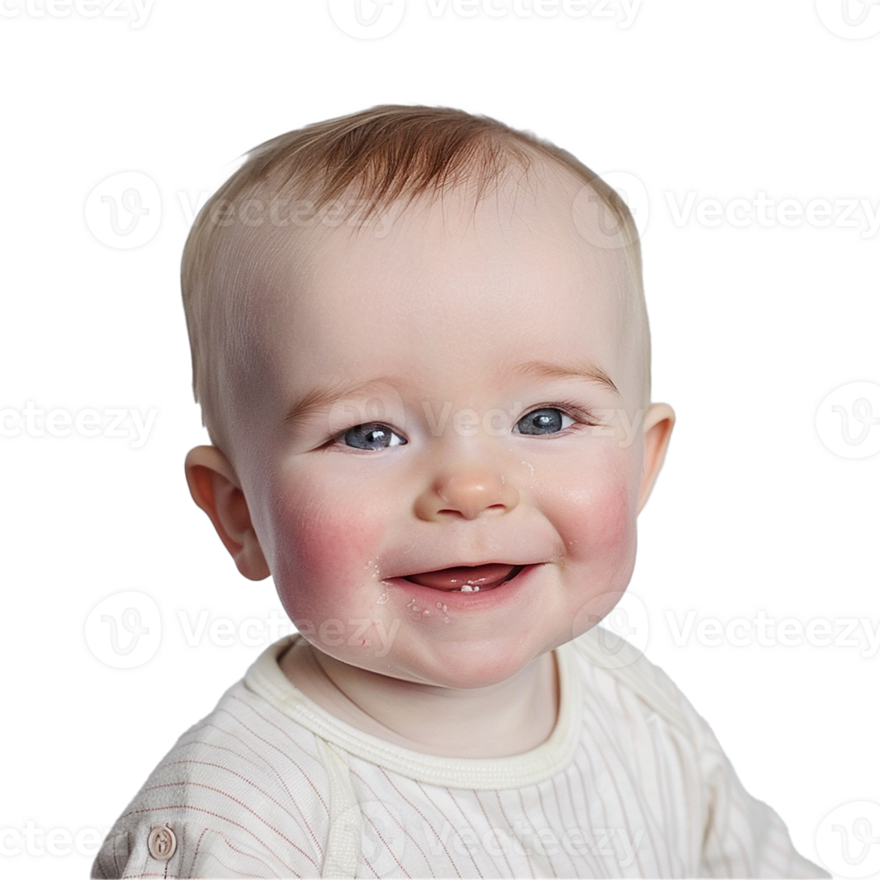 AI generated Smiling Baby Upper Shot with Transparent Background PNG for Versatile Use in Designs and Presentations