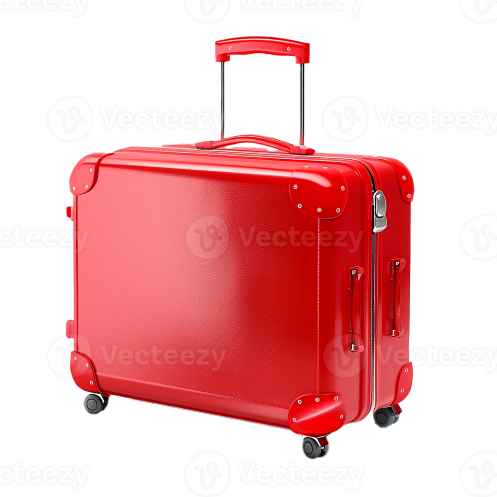 AI generated Big Colorful Travel Suitcase Isolated Cutout with Shadow on Transparent Background PNG File