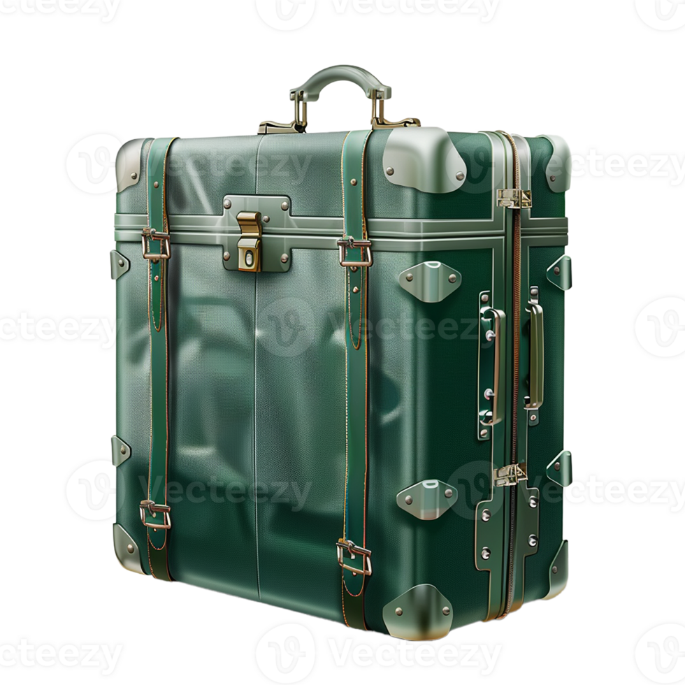 AI generated Big Colorful Travel Suitcase Isolated Cutout with Shadow on Transparent Background PNG File