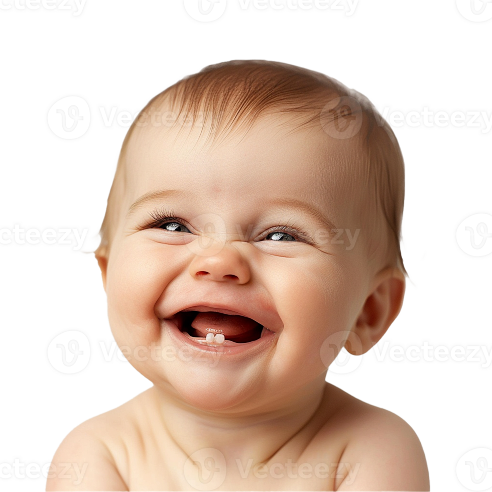 AI generated Smiling Baby Upper Shot with Transparent Background PNG for Versatile Use in Designs and Presentations