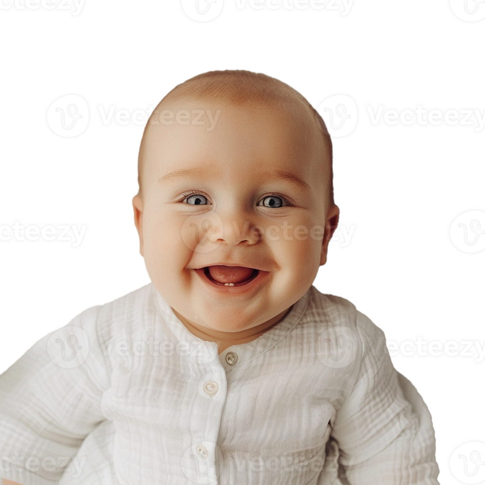 AI generated Smiling Baby Upper Shot with Transparent Background PNG for Versatile Use in Designs and Presentations