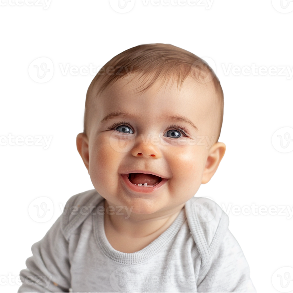 AI generated Smiling Baby Upper Shot with Transparent Background PNG for Versatile Use in Designs and Presentations