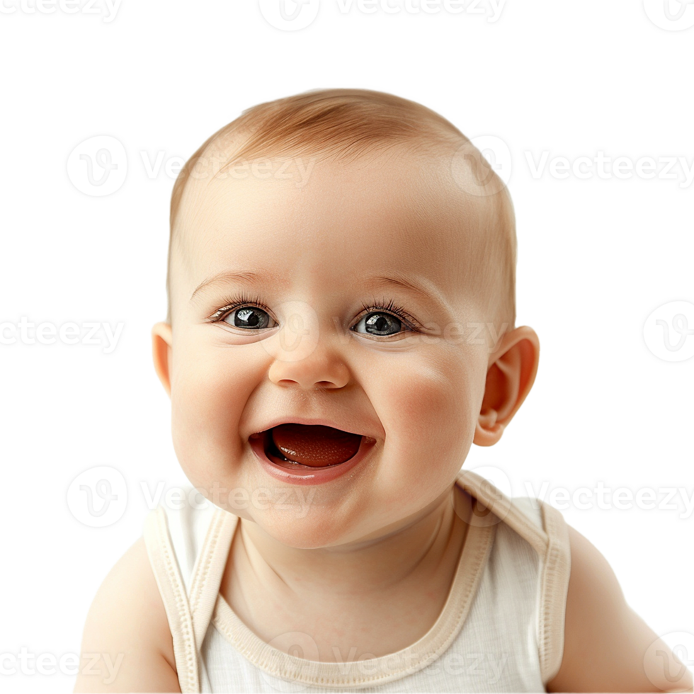 AI generated Smiling Baby Upper Shot with Transparent Background PNG for Versatile Use in Designs and Presentations