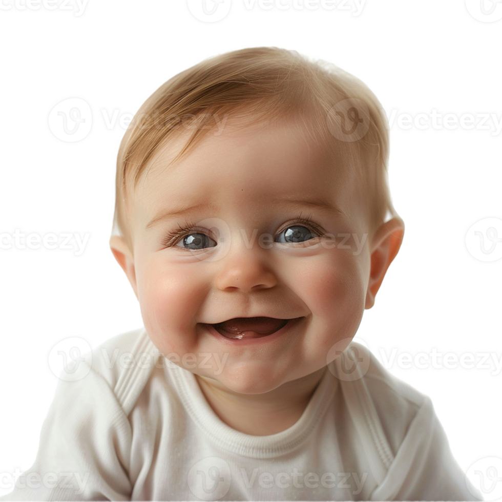 AI generated Smiling Baby Upper Shot with Transparent Background PNG for Versatile Use in Designs and Presentations