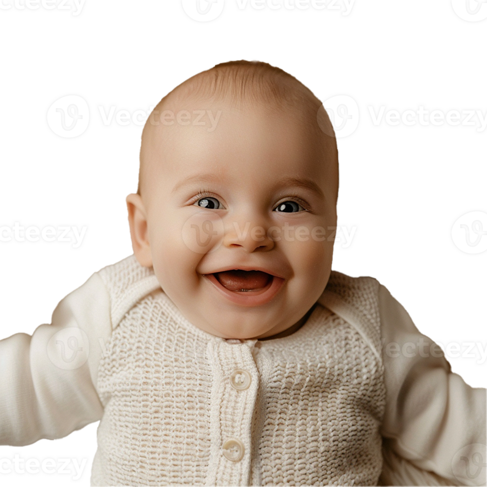 AI generated Smiling Baby Upper Shot with Transparent Background PNG for Versatile Use in Designs and Presentations