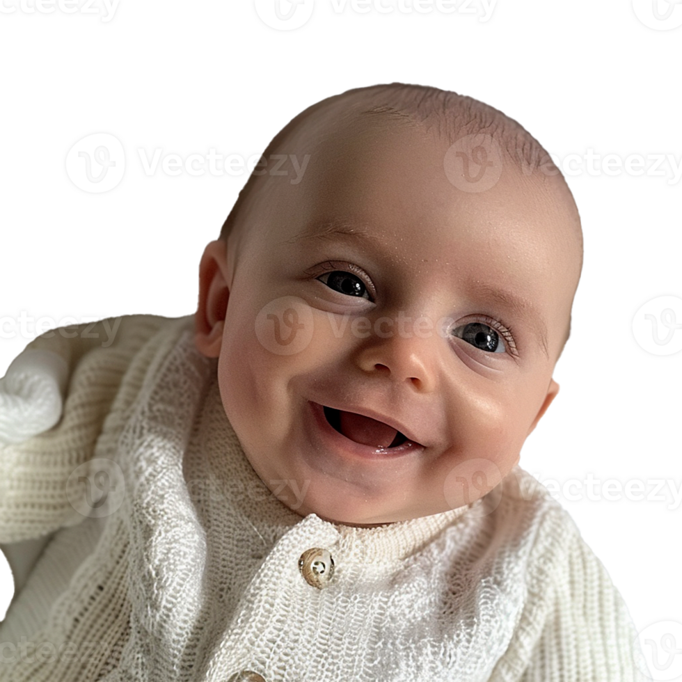AI generated Smiling Baby Upper Shot with Transparent Background PNG for Versatile Use in Designs and Presentations