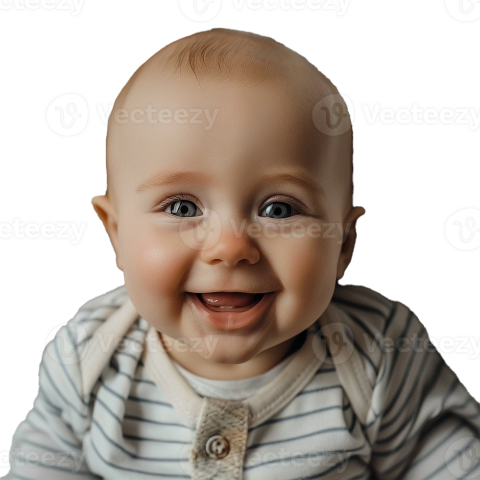 AI generated Smiling Baby Upper Shot with Transparent Background PNG for Versatile Use in Designs and Presentations