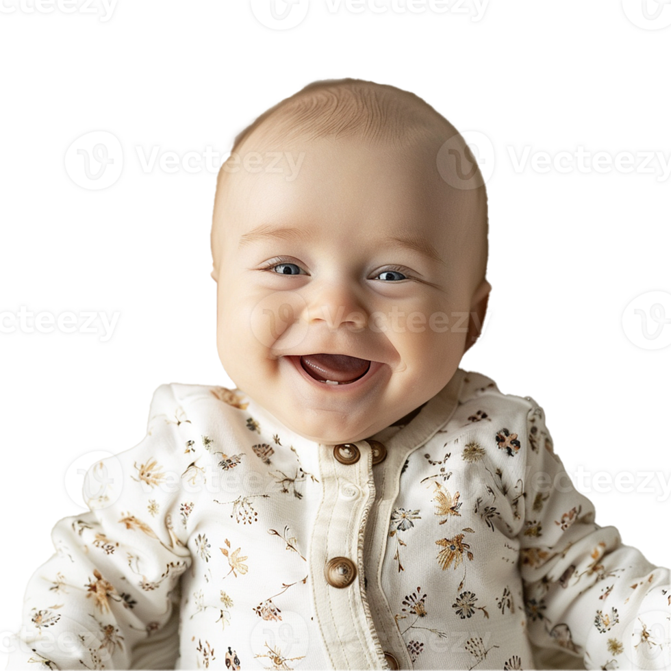 AI generated Smiling Baby Upper Shot with Transparent Background PNG for Versatile Use in Designs and Presentations