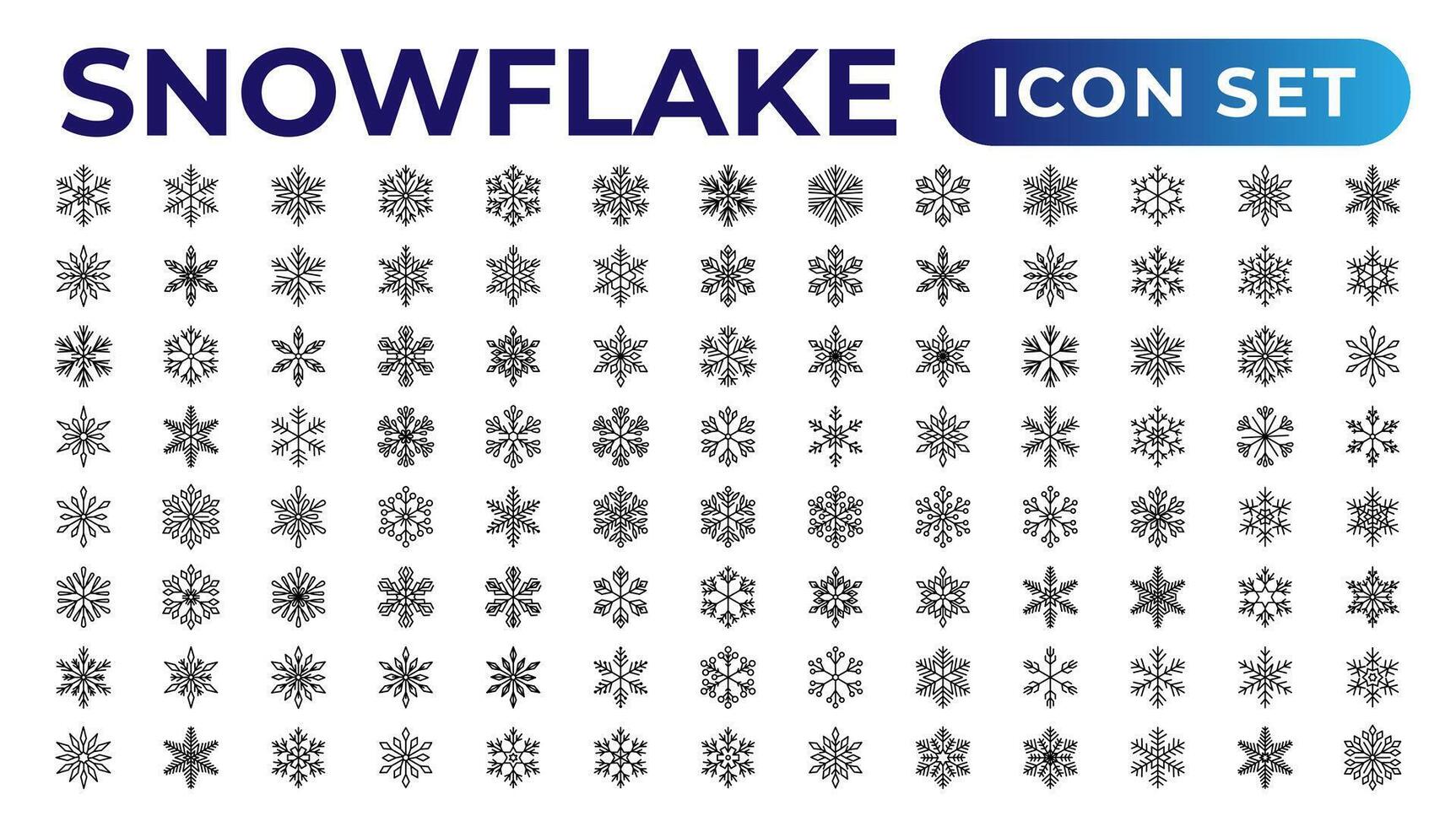 snowflake icons collection.Thin outline icons pack. vector