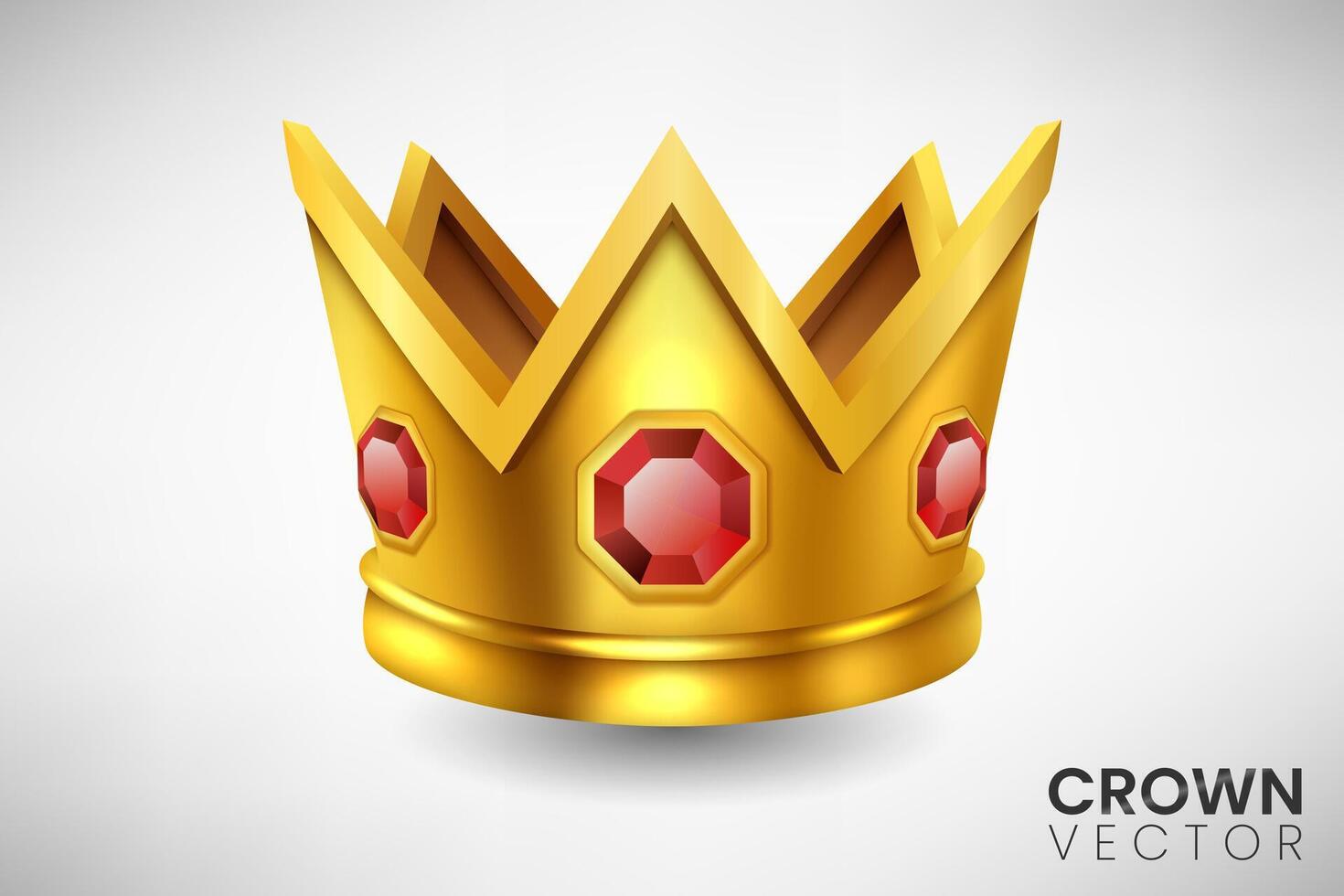 Realistic Golden Crown with Ruby Stone. Vector Illustration