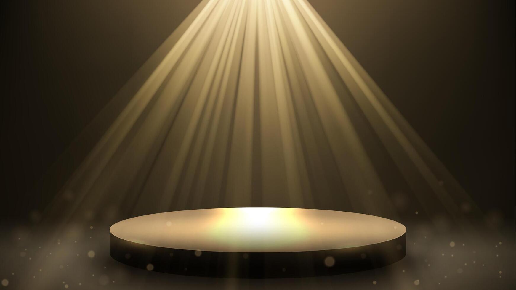 Gold Spotlight Shining On Empty Podium, Vector Illustration