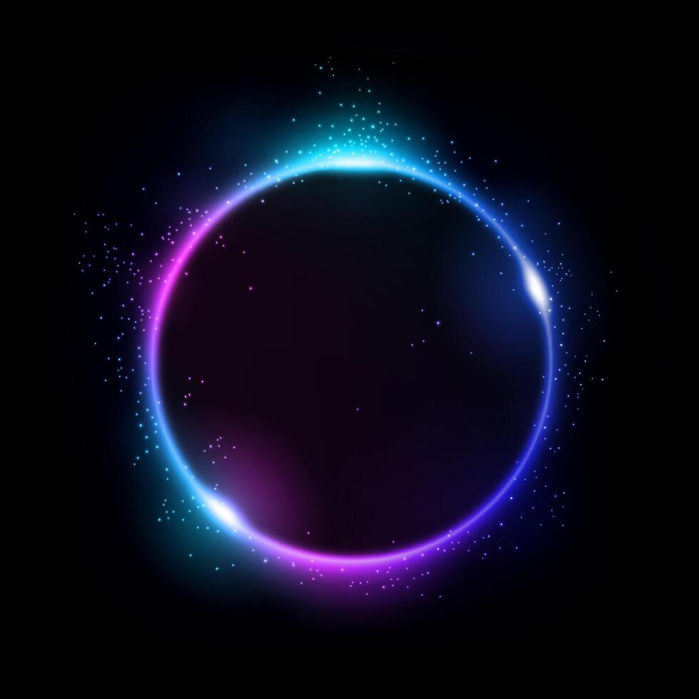 Abstract Multicolor Eclipse, Isolated on Dark Background, Vector Illustration