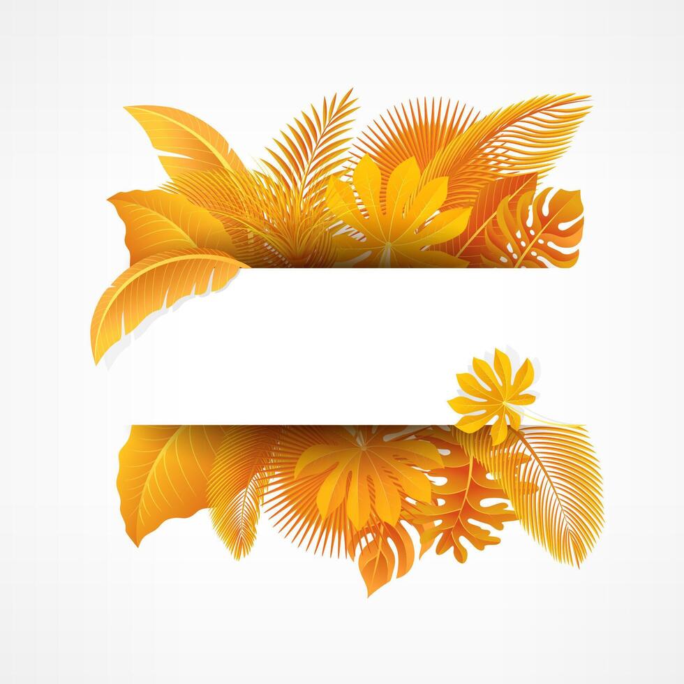 firmar con texto espacio de tropical hojas. adecuado para naturaleza concepto, vacaciones, y otoño, vector ilustración