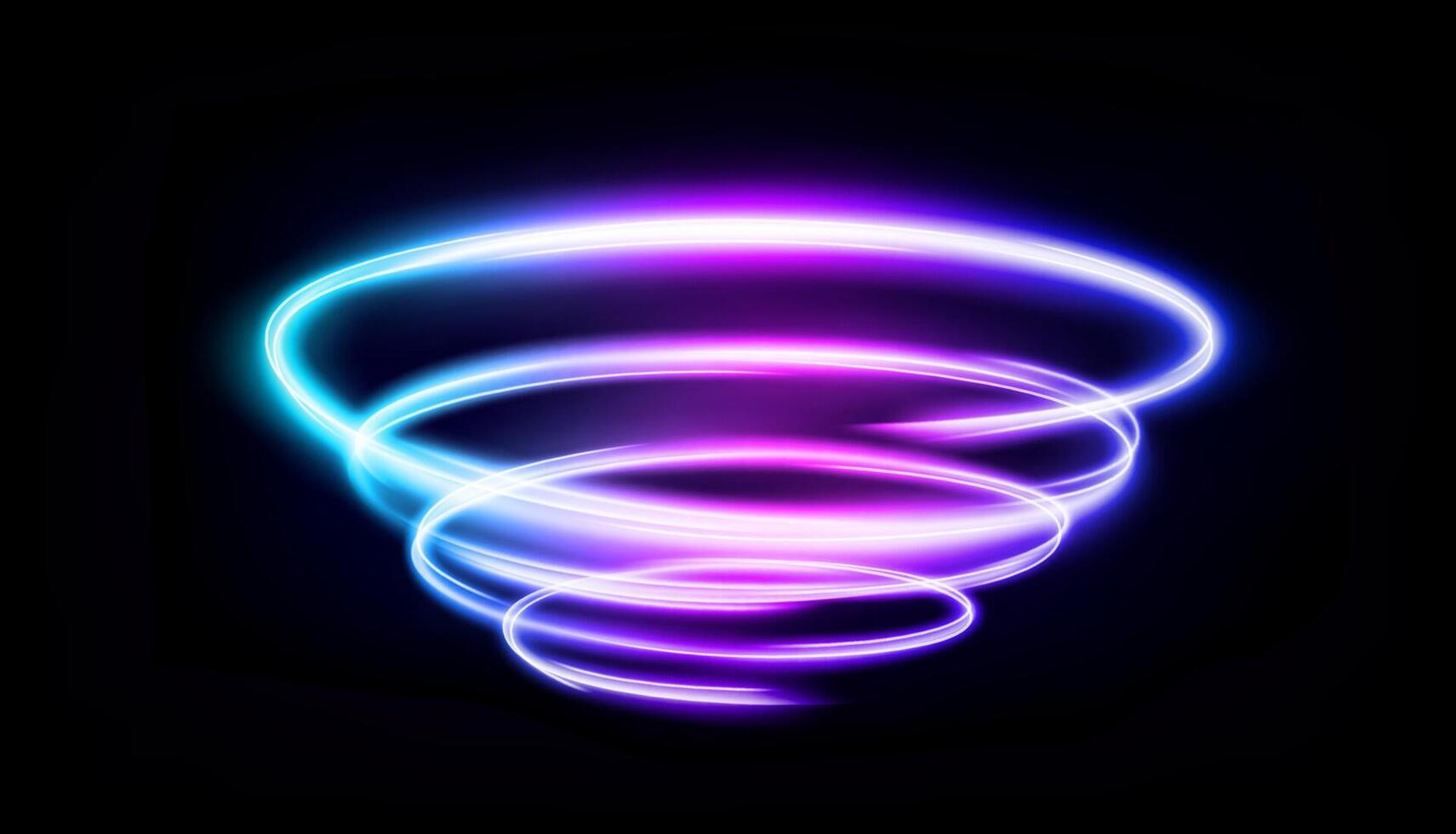 Abstract Multicolor Vortex Line of Light, Isolated on Dark Background, Vector Illustration