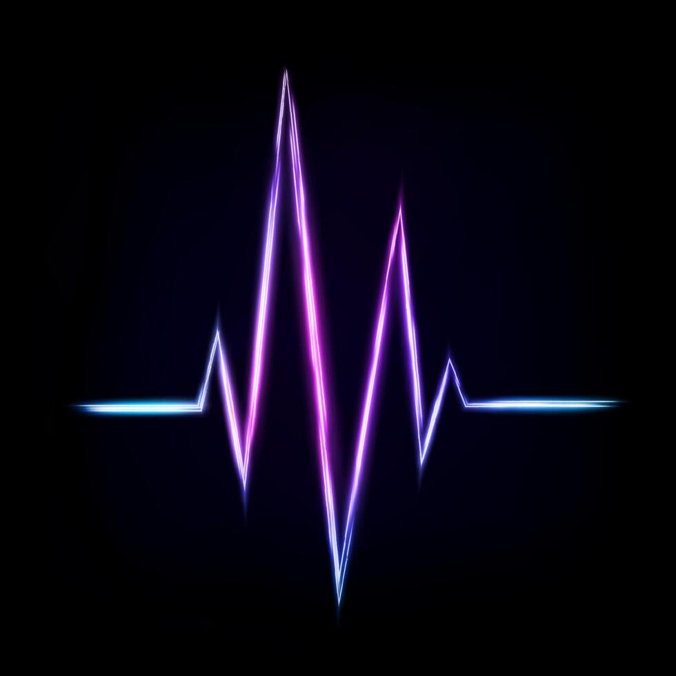 Abstract Multicolor Heart Rate of Light, Isolated on Dark Background, Vector Illustration