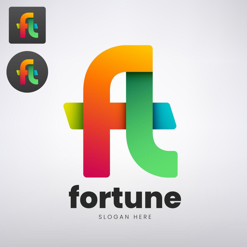 Fortune Logo Design, Creative Initials Monogram Company, Vector Illustration