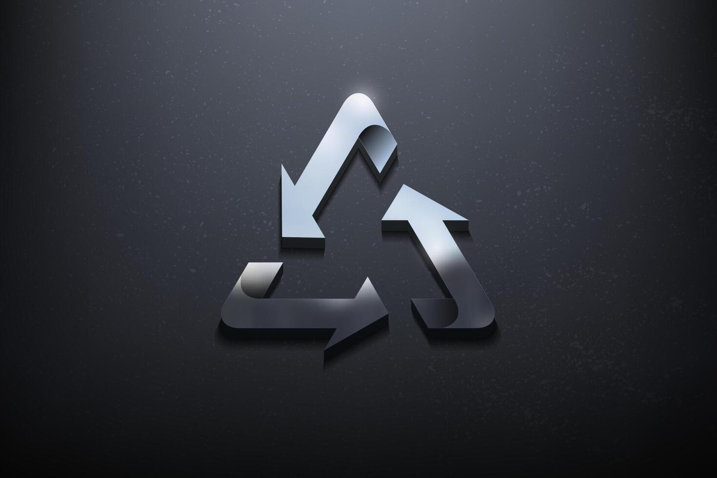 Recycle 3D Logo Design, Shiny Mockup Logo with Textured Wall. Realistic Vector, Vector Illustration