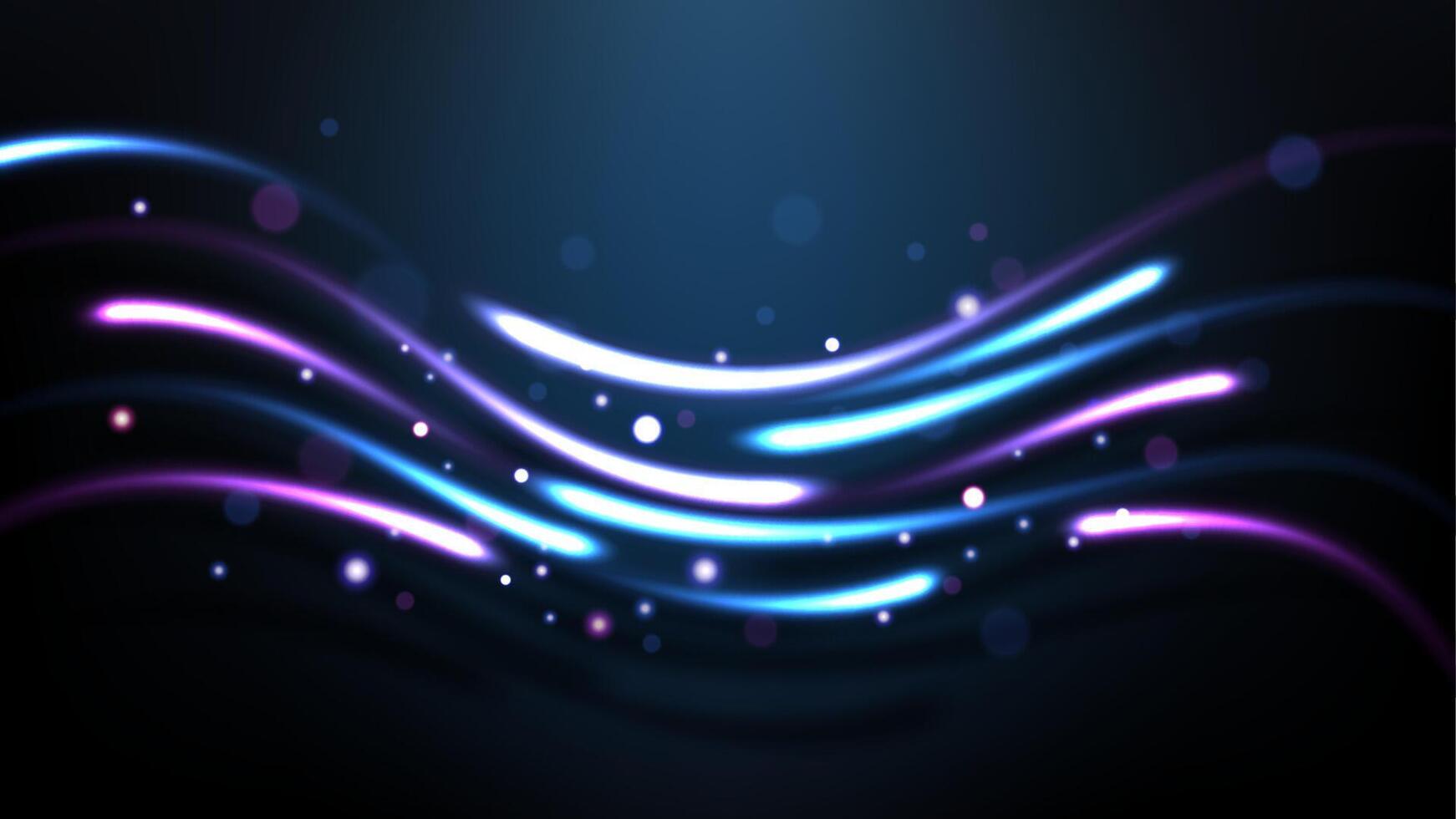 Colorful Light Trails, Long Time Exposure Motion Blur Effect, Vector Illustration