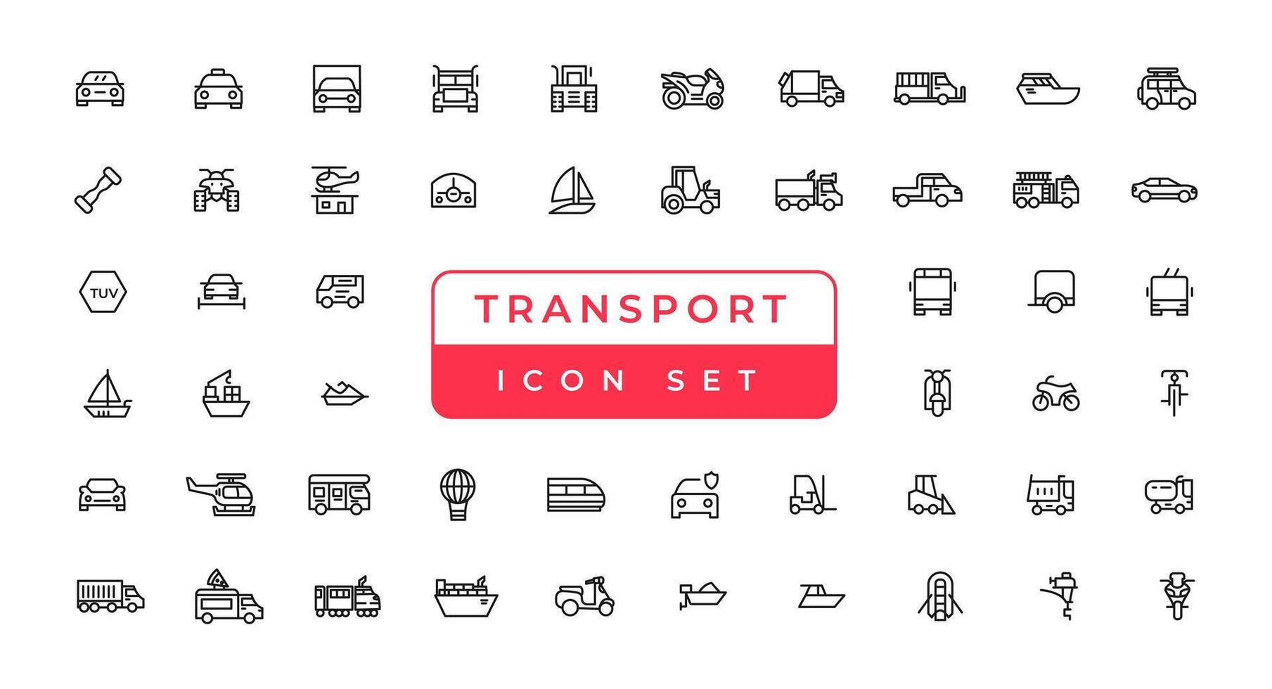 Transport, vehicle and delivery elements - minimal thin line web icon set. Outline icons collection. Simple vector illustration.