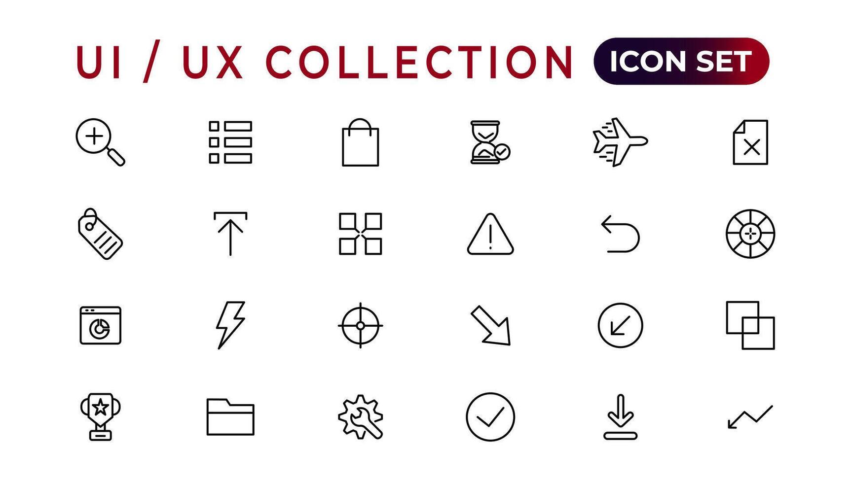 Mega set of ui ux icon set, user interface iconset collection.Set of thin line web icon set, simple outline icons collection, Pixel Perfect icons, Simple vector illustration.