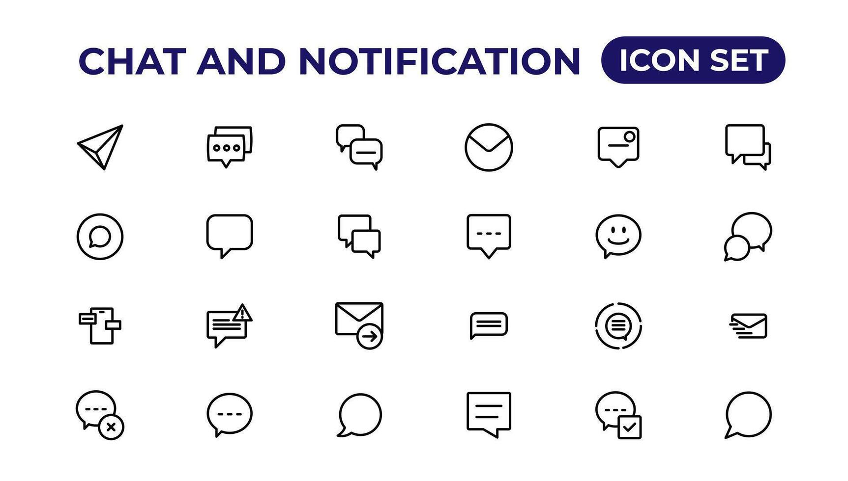 Chat and notification line icons collection. Bell, message, like, reminder, devices icons. vector