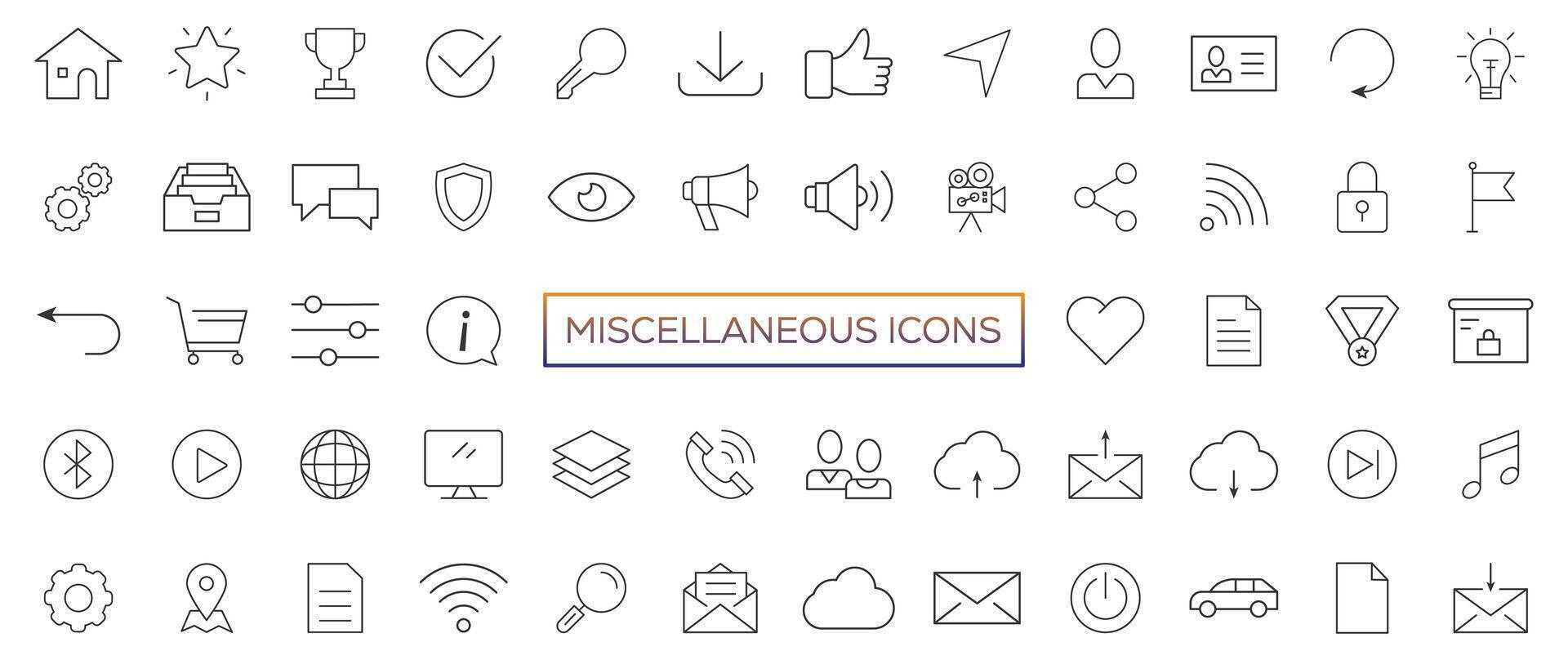 Miscellaneous icons- thin line web icon set. Outline icons collection. Simple vector illustration