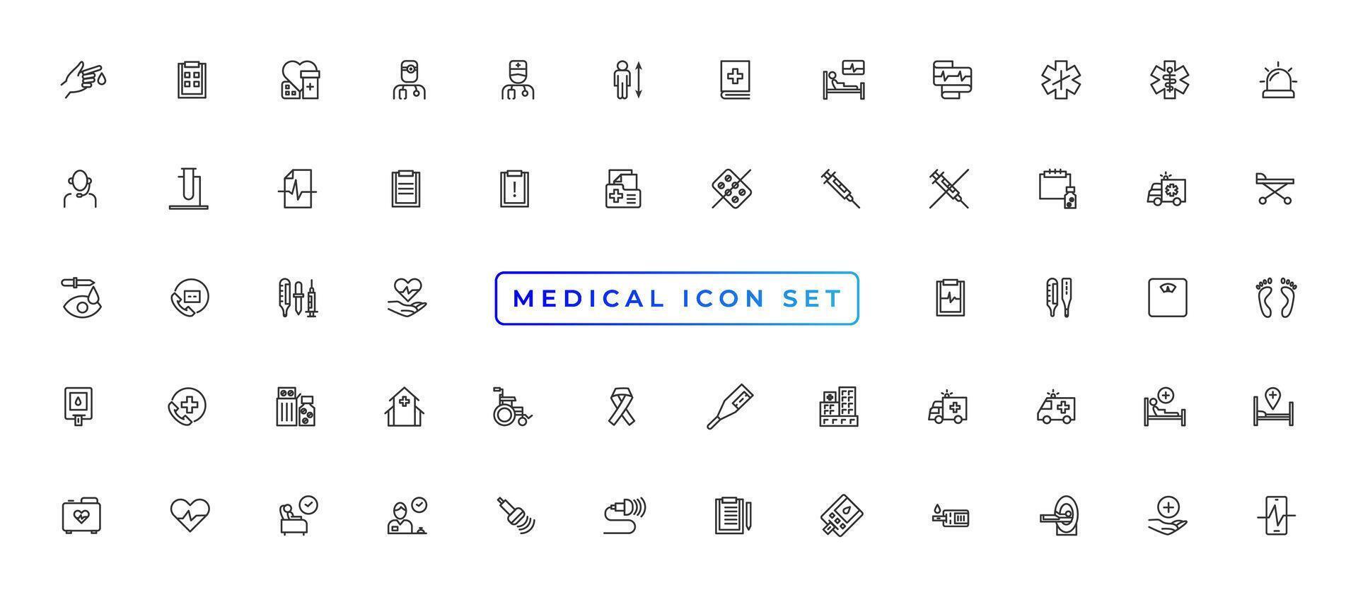 Medicine and Health symbols - minimal thin line web icon set. Outline icons collection. Simple vector illustration