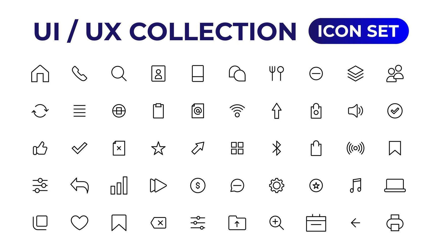 ui ux icono colocar, usuario interfaz conjunto de iconos recopilación. vector