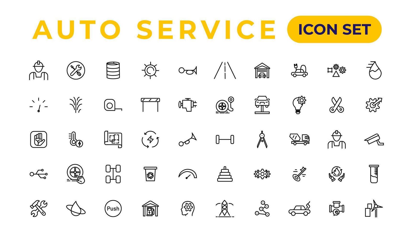 Auto service and car garage Set of thin line web icon set, simple outline icons collection, Pixel Perfect icons, Simple vector illustration.