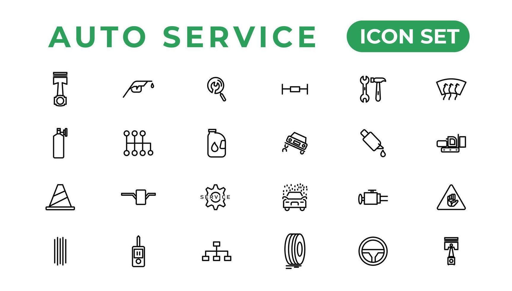 Auto service and car garage Set of thin line web icon set, simple outline icons collection, Pixel Perfect icons, Simple vector illustration.