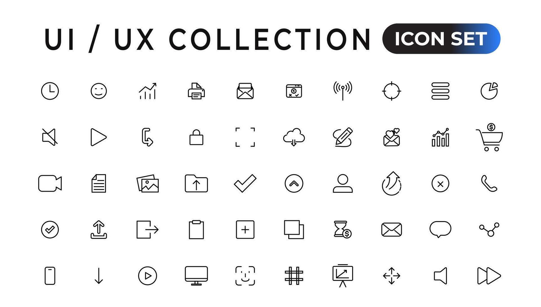 mega conjunto de ui ux icono colocar, usuario interfaz conjunto de iconos colección.conjunto de Delgado línea web icono colocar, sencillo contorno íconos recopilación, píxel Perfecto iconos, sencillo vector ilustración.
