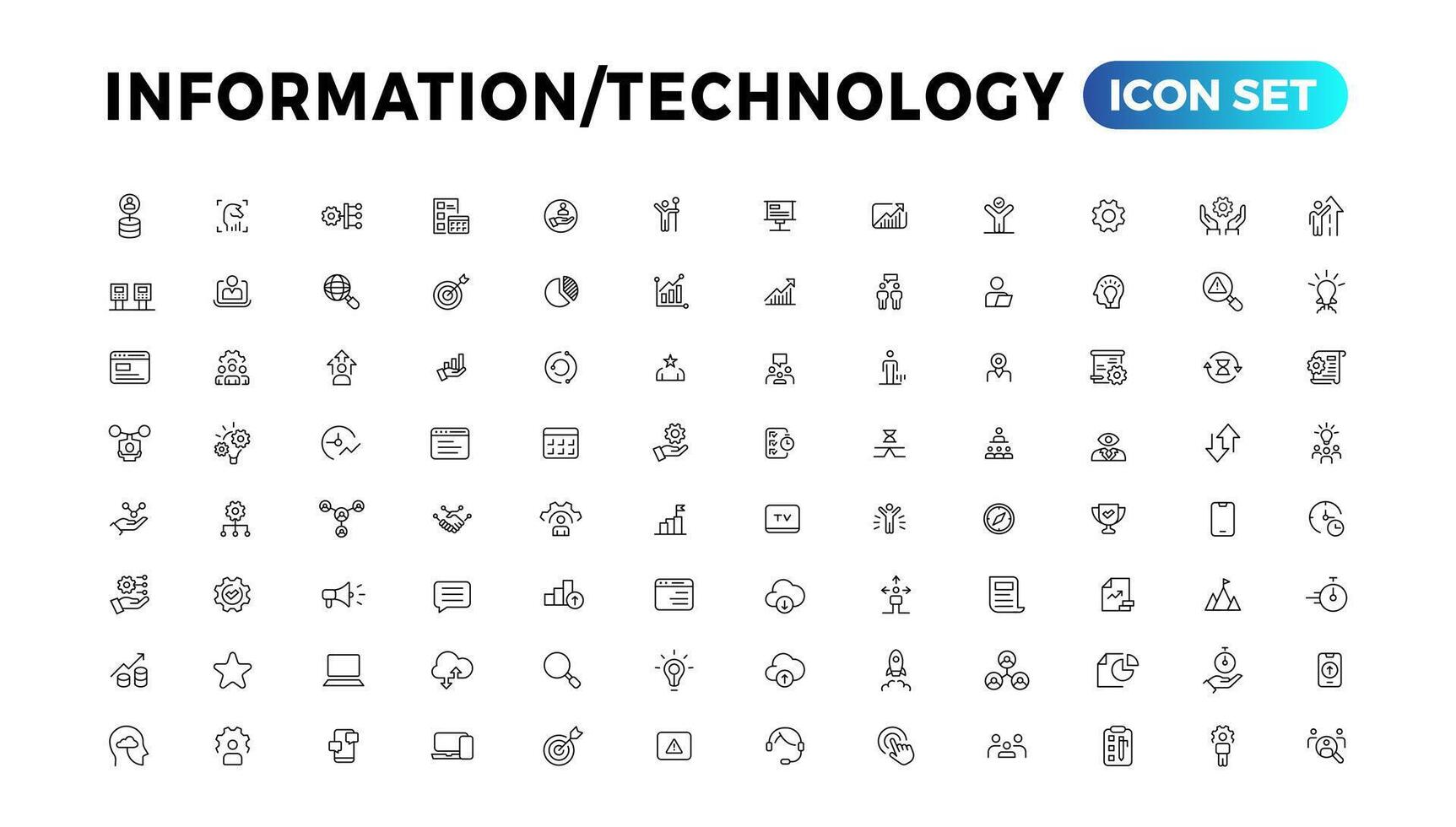 Device and Information technology line icons collection. Big UI icon set in a flat design. Thin outline icons pack vector