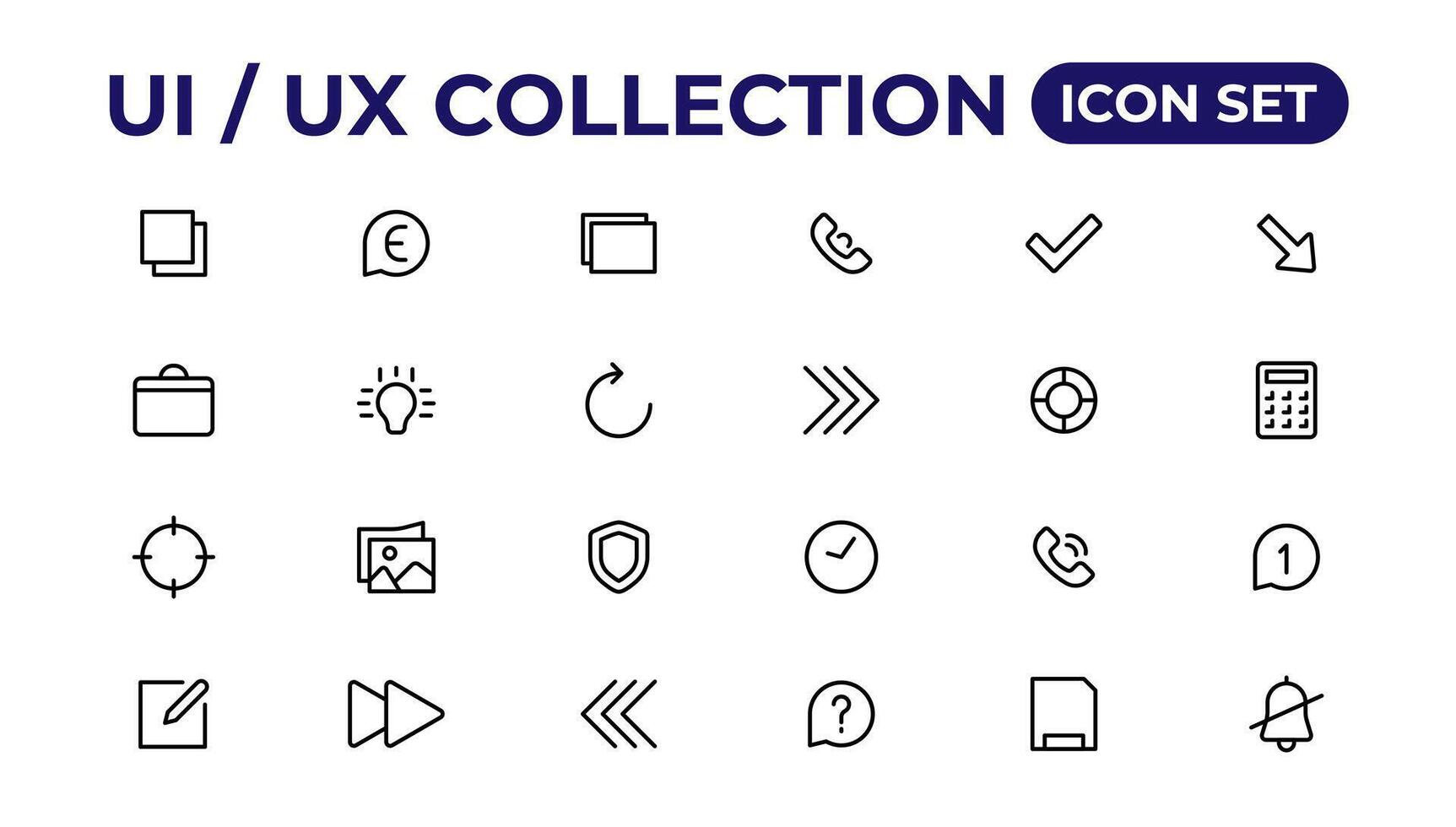 Ui ux icon set, user interface iconset collection. vector