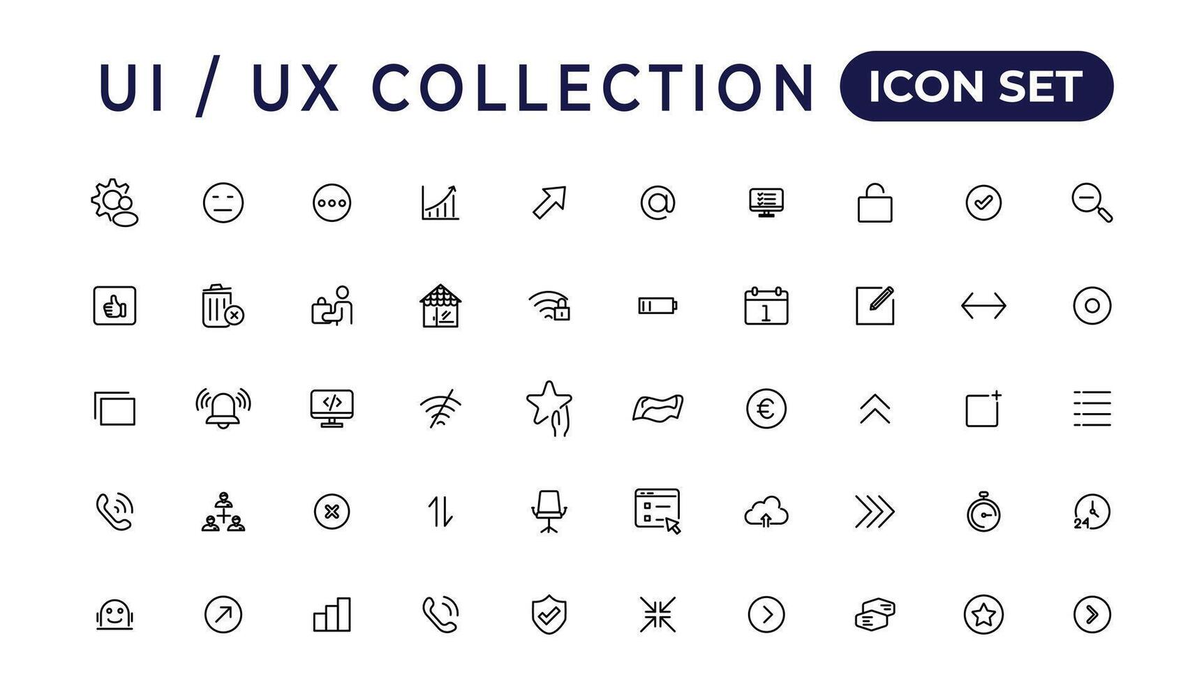 mega conjunto de ui ux icono colocar, usuario interfaz conjunto de iconos colección.conjunto de Delgado línea web icono colocar, sencillo contorno íconos recopilación, píxel Perfecto iconos, sencillo vector ilustración.