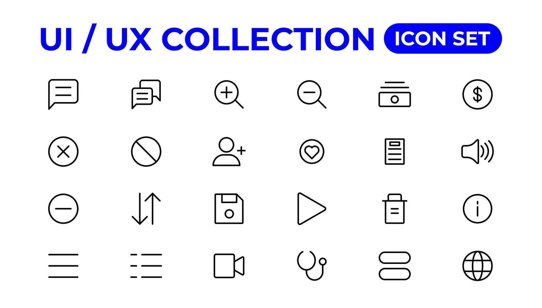 ui ux icono colocar, usuario interfaz conjunto de iconos recopilación. vector