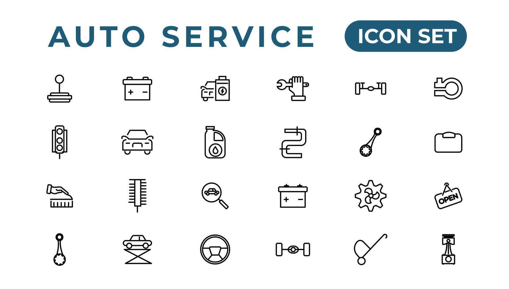 Auto service and car garage Set of thin line web icon set, simple outline icons collection, Pixel Perfect icons, Simple vector illustration.