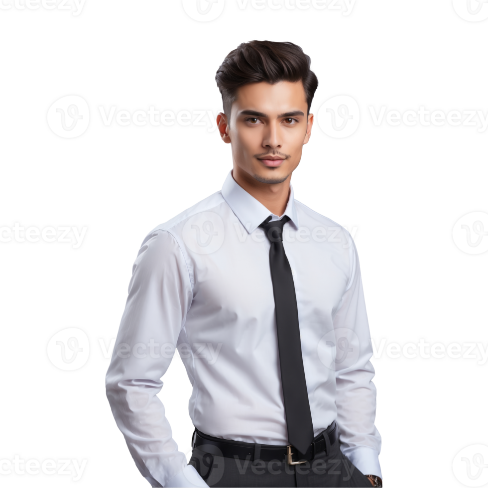 AI generated A man wearing white formal shirt and tie isolated on transparent background png