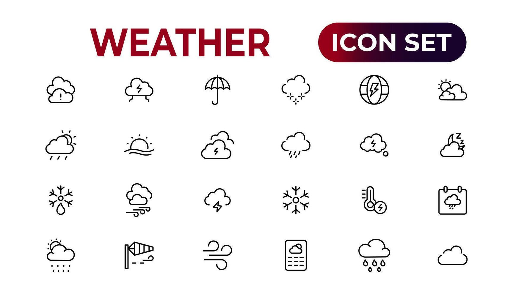 Weather icons. Weather forecast icon set. Clouds logo. Weather , clouds, sunny day, moon, snowflakes, wind, sun day. Vector illustration.