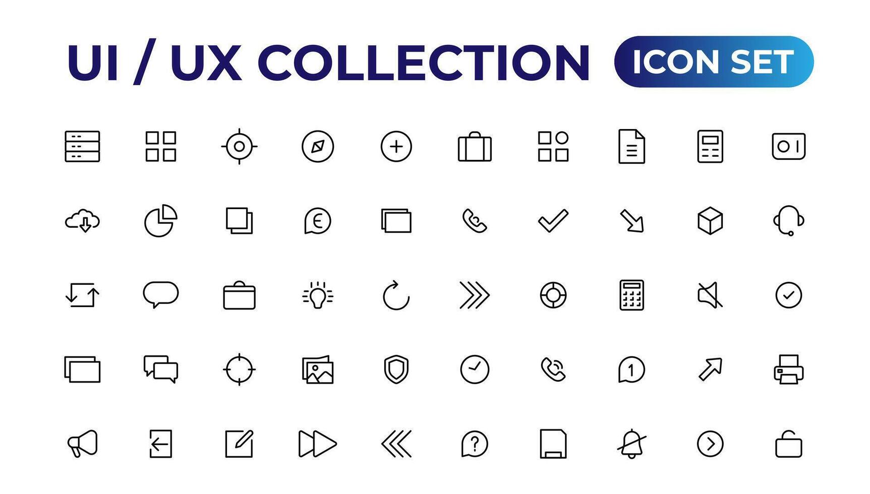 ui ux icono colocar, usuario interfaz conjunto de iconos recopilación. vector