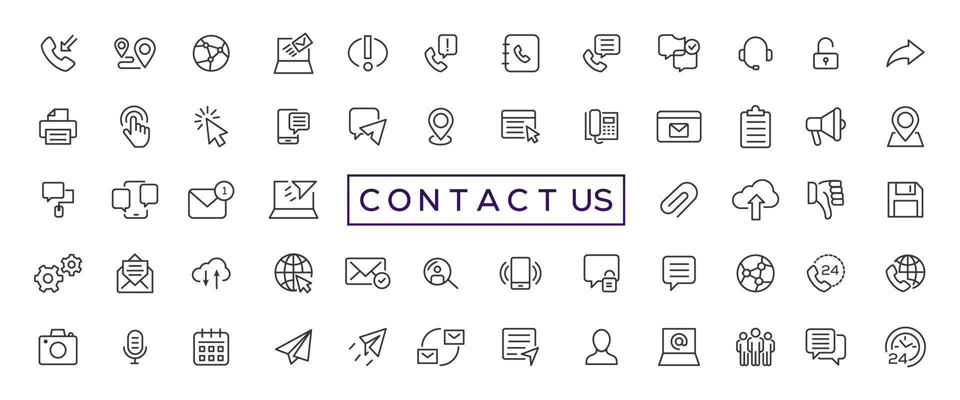 Set of simple Contact us icons for web and mobile app. Social Media network icon call us email mobile signs. Customer service. Contact support sign and symbols vector