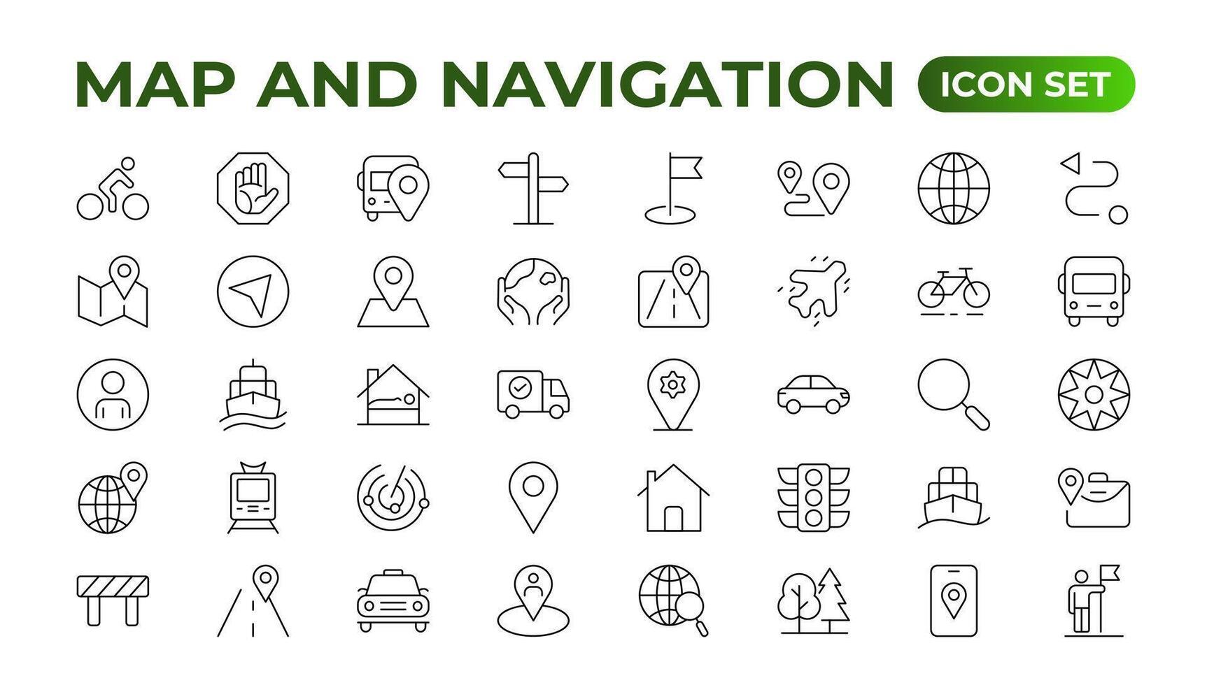 Navigation Line Icons vector. symbol of map location. Map place marker. pointer GPS location symbol. vector