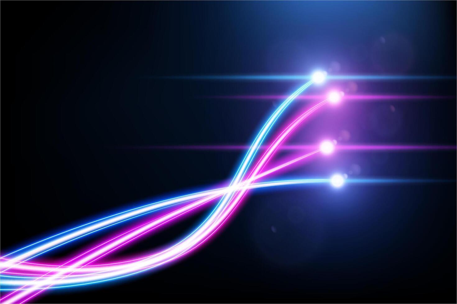 Colorful Light Trails, Long Time Exposure Motion Blur Effect, Vector Illustration