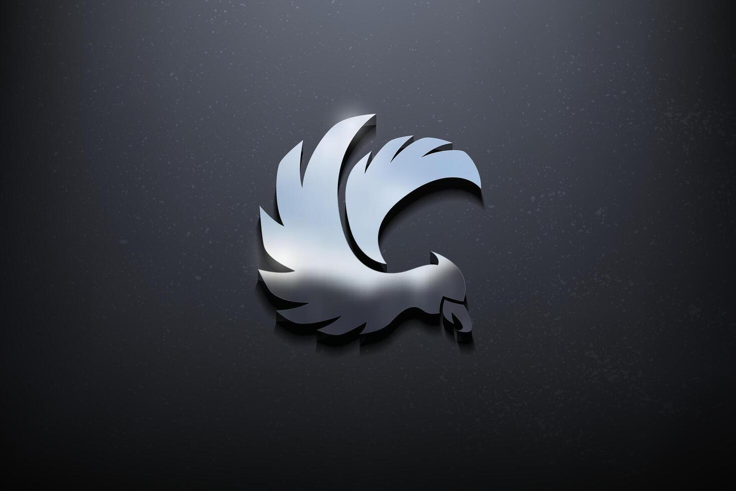 Bird 3D Logo Design, Shiny Mockup Logo with Textured Wall. Realistic Vector, Vector Illustration