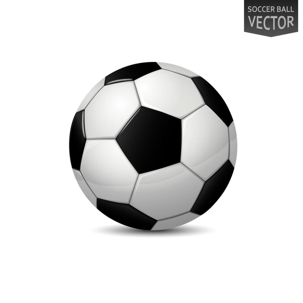 detallado fútbol pelota aislado en blanco fondo, vector ilustración