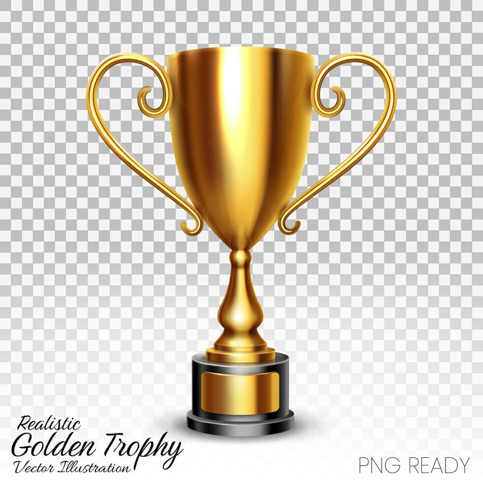 realista brillante dorado trofeo aislado en fondo, vector ilustración