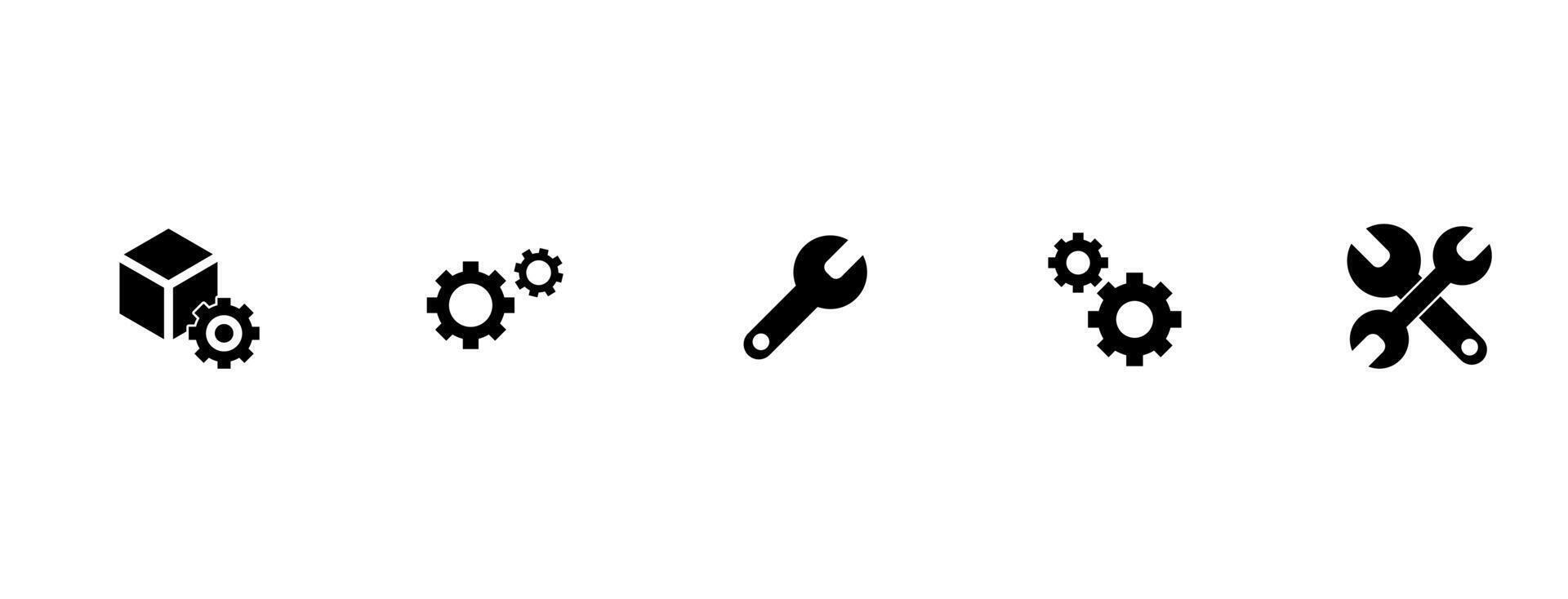 Setup and Settings Icons Set. Collection of simple linear web icons such Installation, Settings, Options, Download, Update, Gears and others and others. Editable vector stroke.
