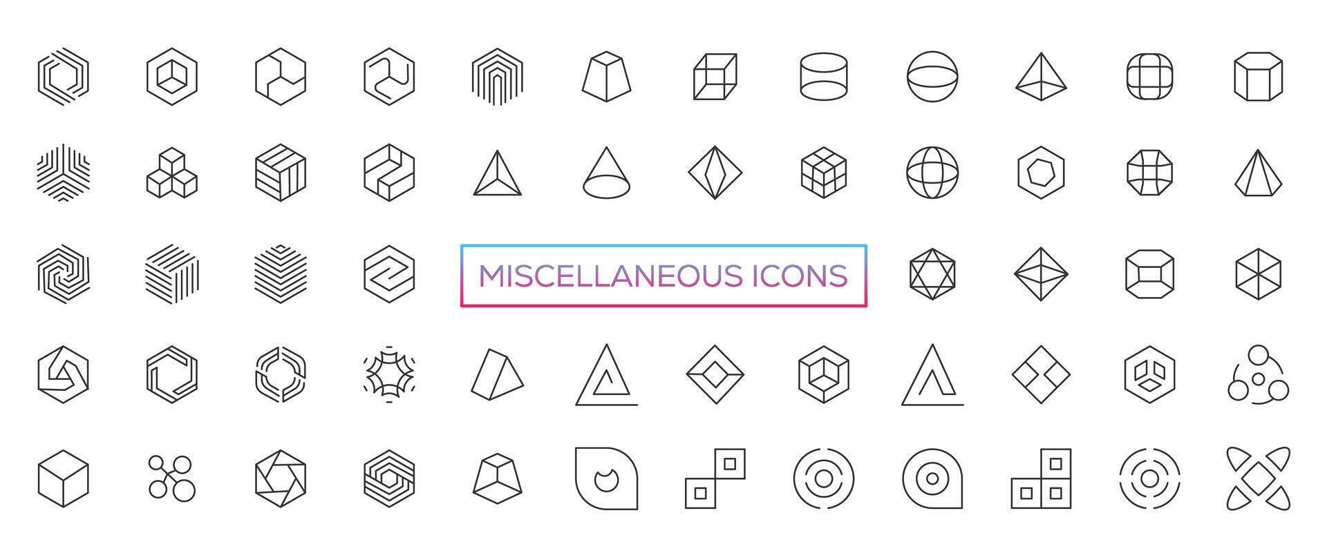 Miscellaneous icons- thin line web icon set. Outline icons collection. Simple vector illustration