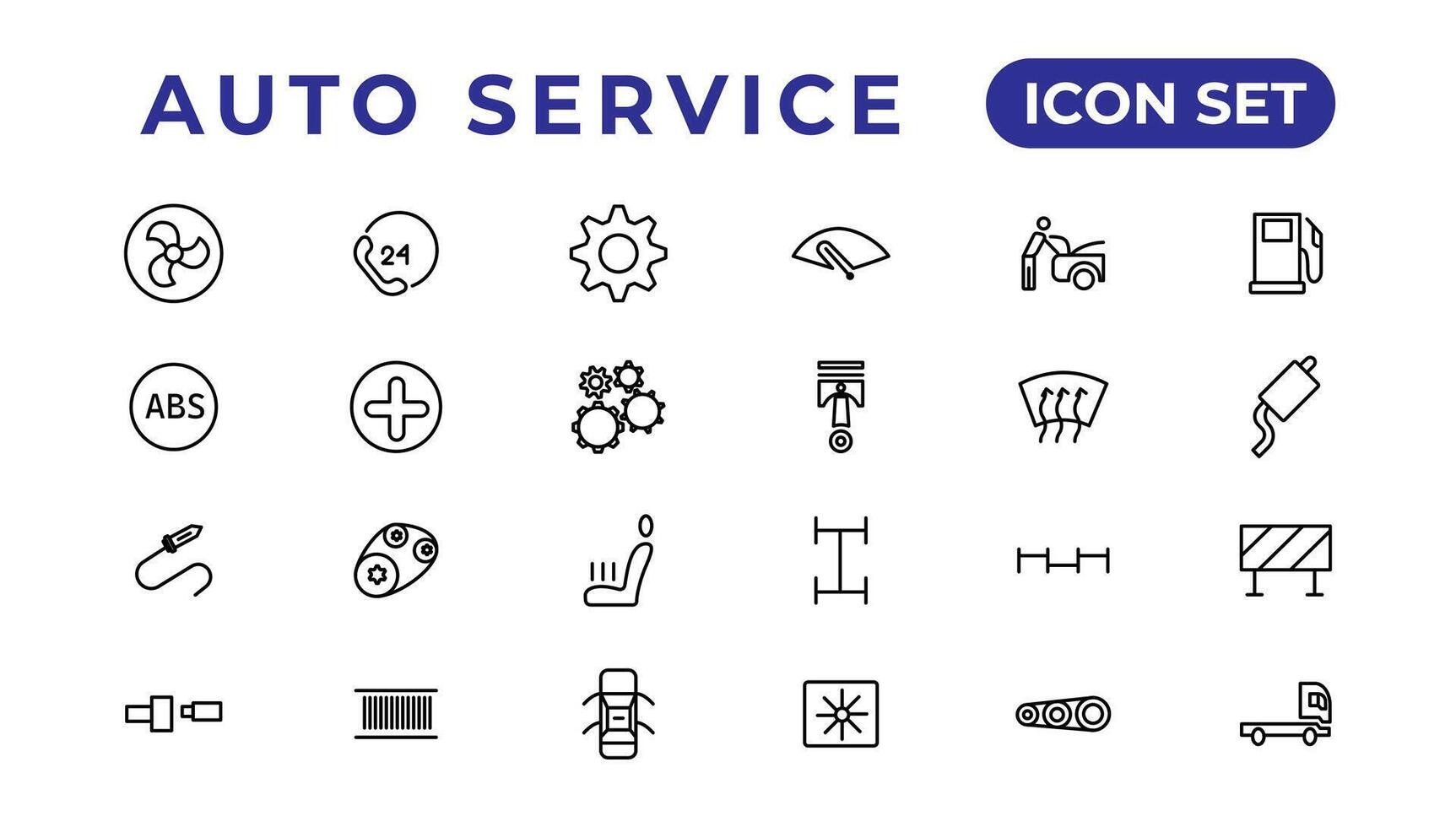 Auto service and car garage Set of thin line web icon set, simple outline icons collection, Pixel Perfect icons, Simple vector illustration.